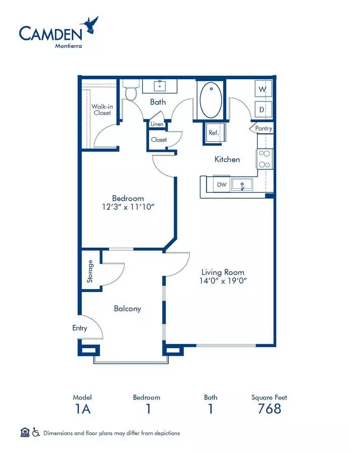 1 Bed • 1 Bath 2068 floor plan
