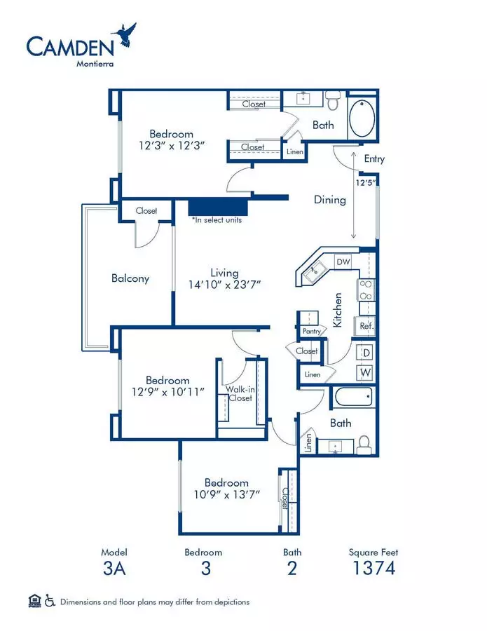 3 Beds • 2 Bath 2043 floor plan
