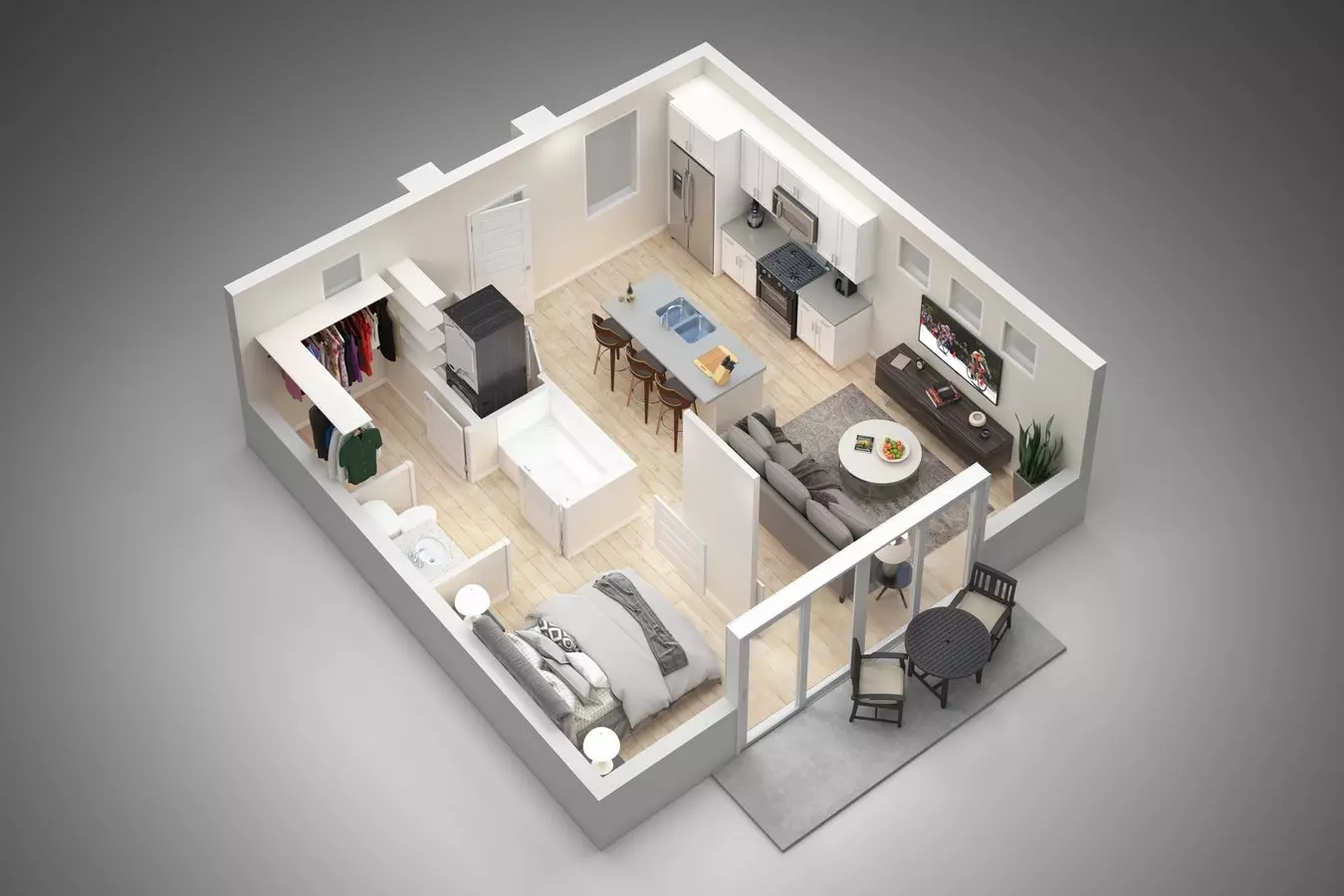 Open One Bedroom/1 Bath 1100 floor plan