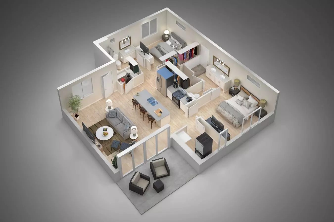 2 Beds • 2 Bath 1040 floor plan