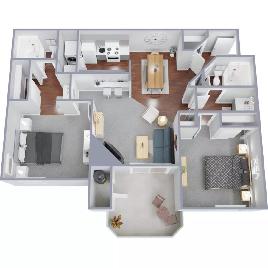 2 Beds • 2 Bath 150 floor plan