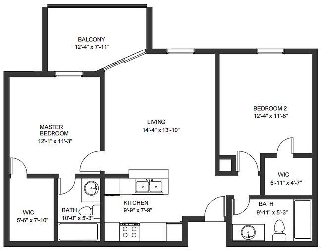 2 Beds • 2 Bath 121 floor plan