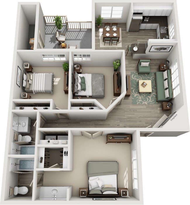 3 Beds • 2 Bath 1114 floor plan