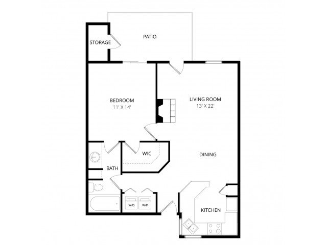 1 Bed • 1 Bath 2039-2 floor plan