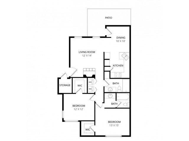 2 Beds • 2 Bath 222 floor plan