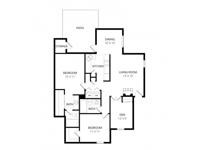 3 Beds • 2 Bath 1072-1 floor plan
