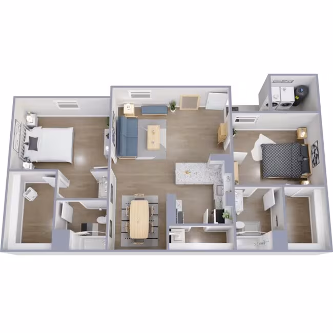 2 Beds • 2 Bath 1162 floor plan