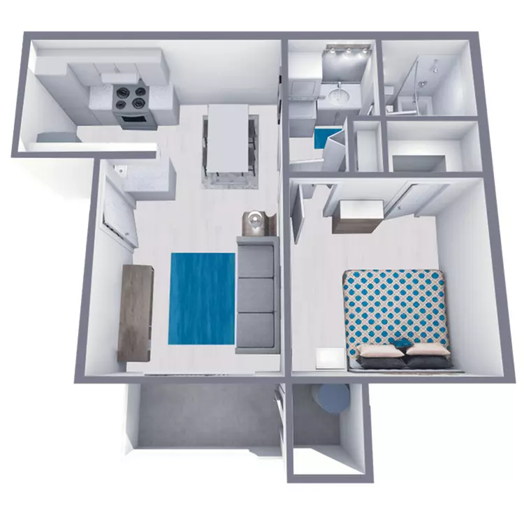 1 Bed • 1 Bath 1098 floor plan