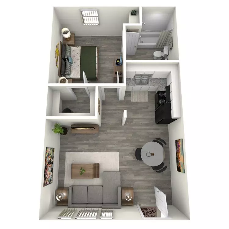 1 Bed • 1 Bath 538 floor plan