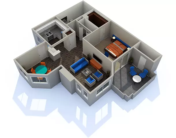 1 Bed • 1 Bath 1080 floor plan
