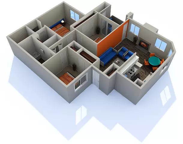 3 Beds • 2 Bath 1153 floor plan