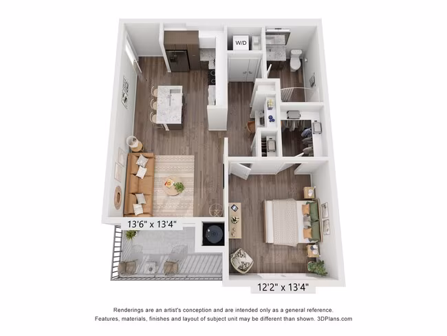 1 Bed • 1 Bath 3019 floor plan