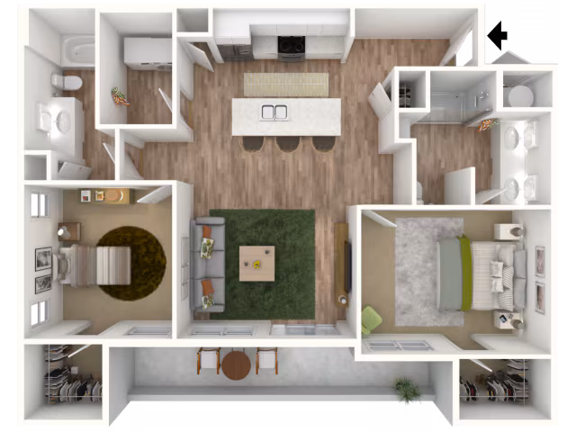 2 Beds • 2 Bath 3033 floor plan