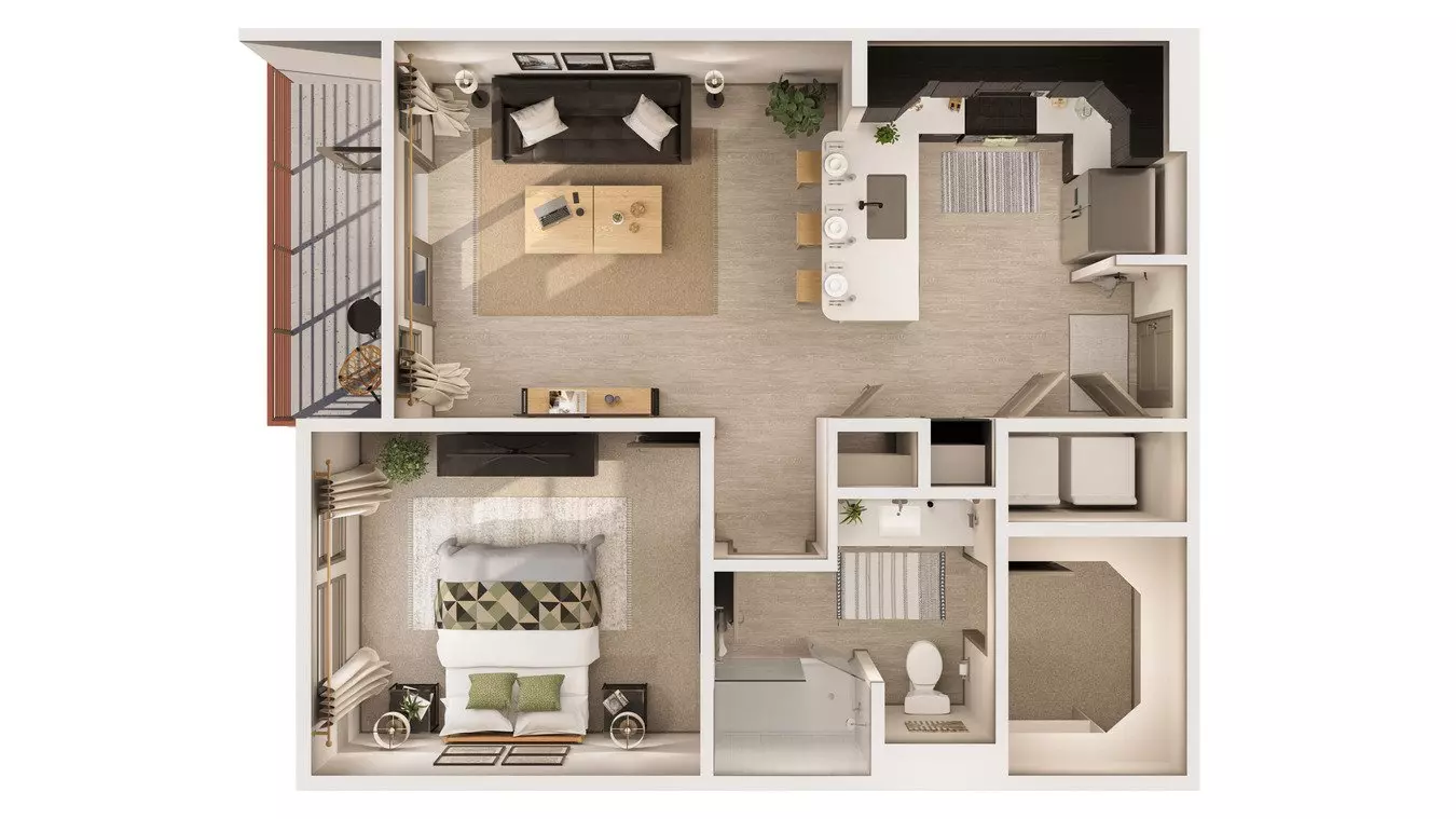 1 Bed • 1 Bath 443 floor plan