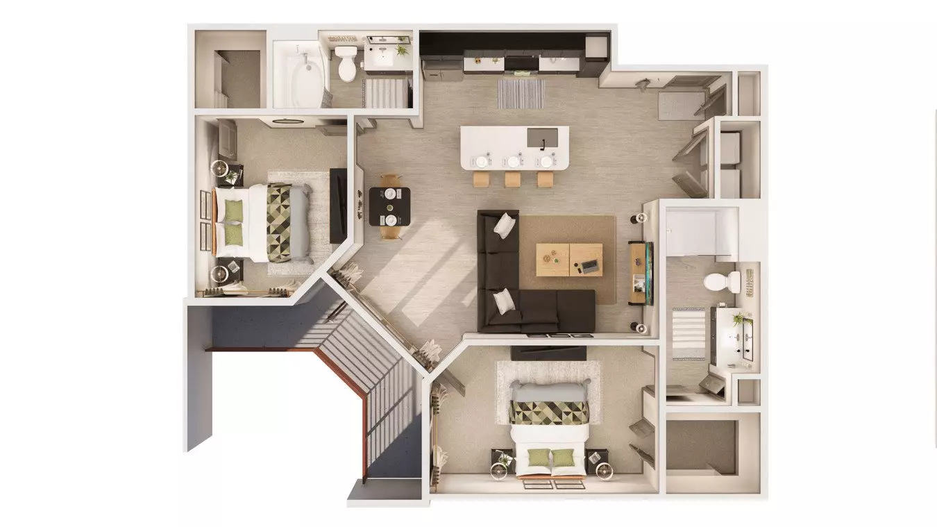 2 Beds • 2 Bath 656 floor plan