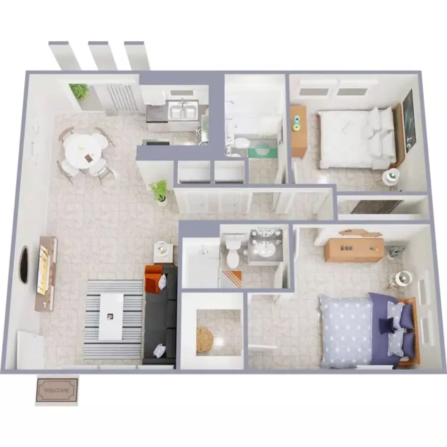 2BR/2BA 202 floor plan