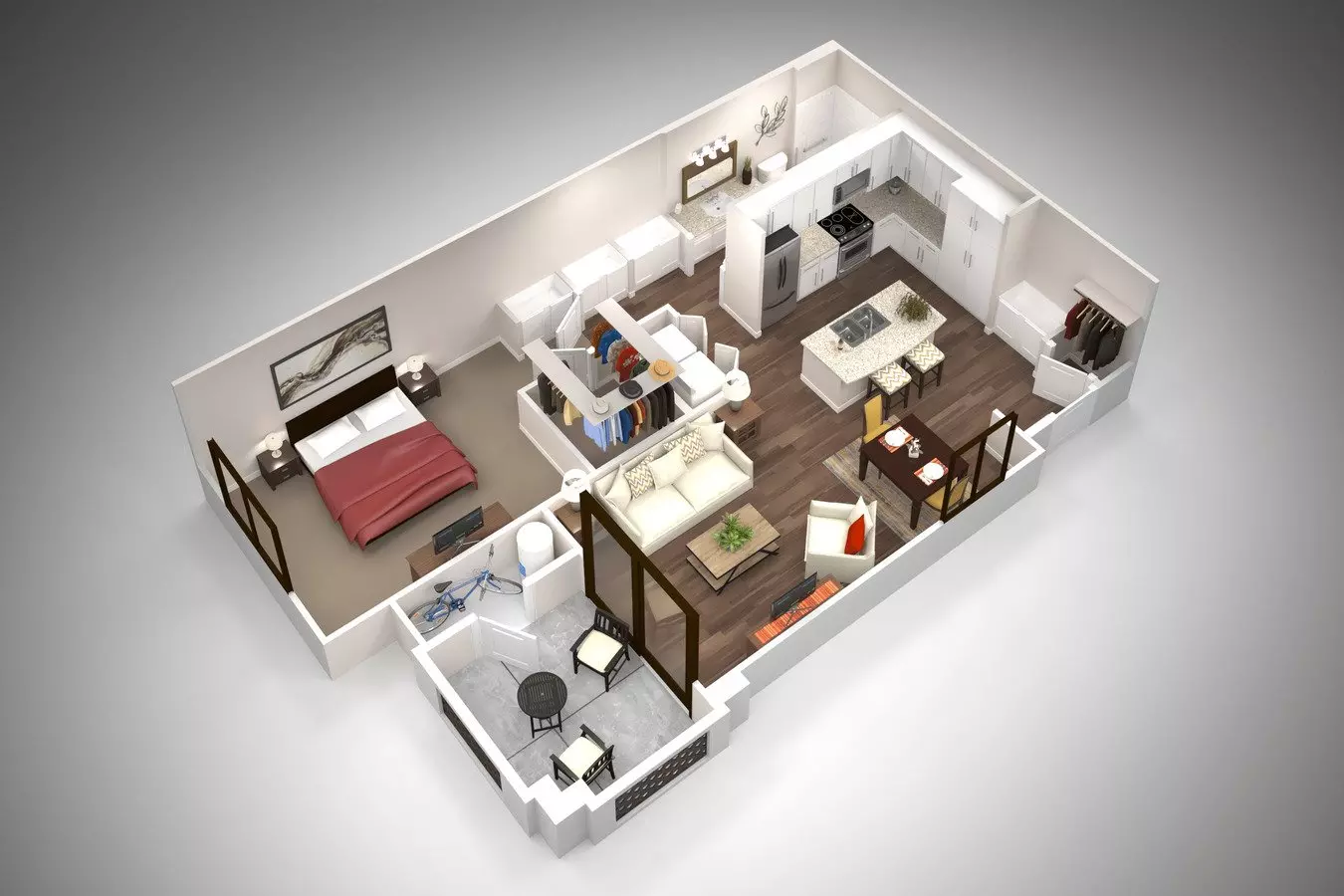 1 Bed • 1 Bath 1A floor plan