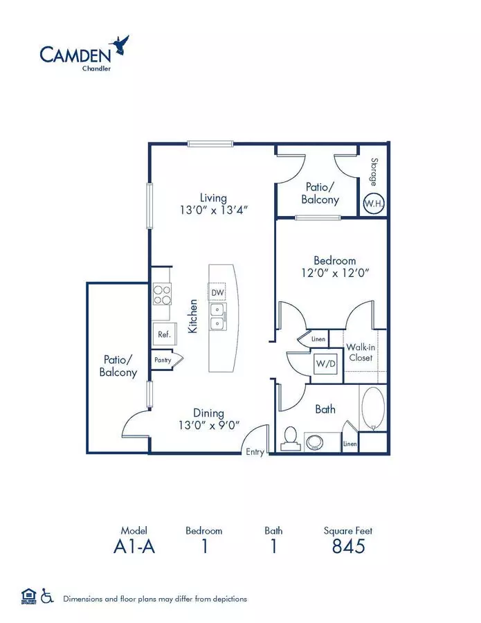 1 Bed • 1 Bath 3124 floor plan