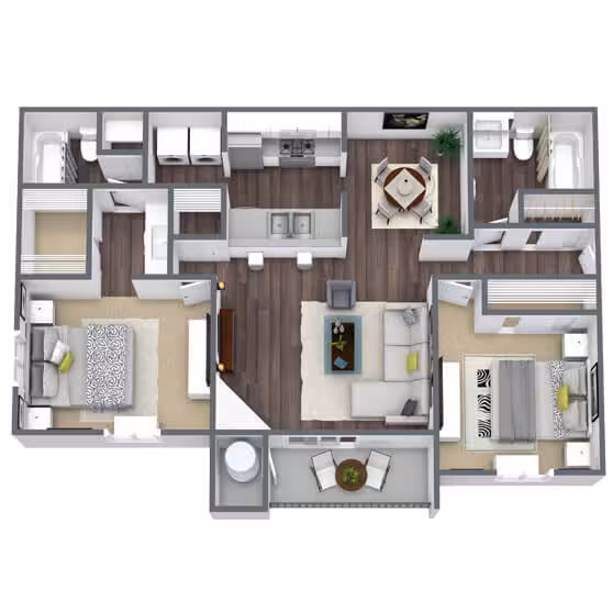 2 Beds • 2 Bath 2A2016 floor plan