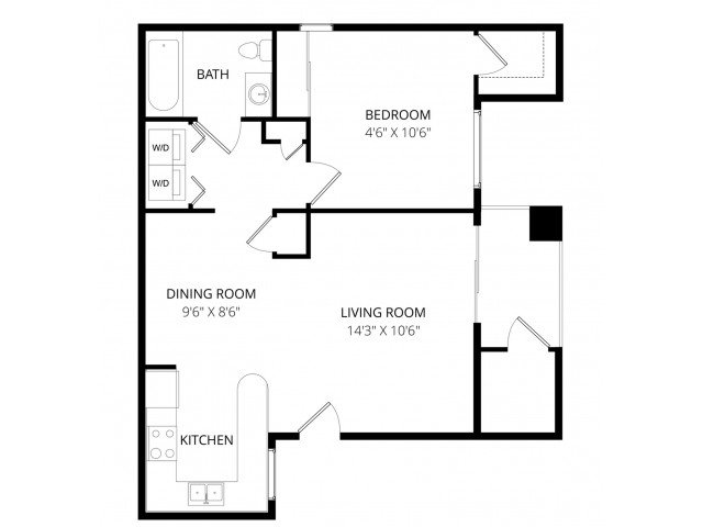 1 Bed • 1 Bath 0295 floor plan