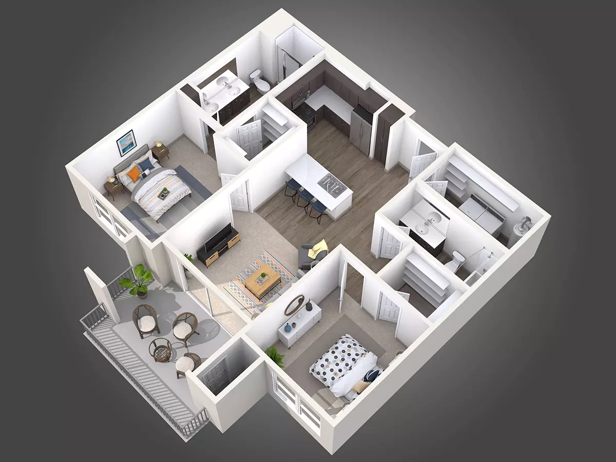 2 Beds • 2 Bath 425 floor plan