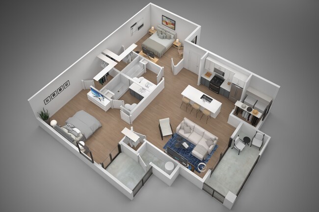 2 Beds • 2 Bath 2009 floor plan