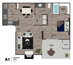 1 Bed • 1 Bath 8201 floor plan