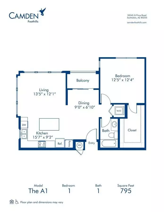 1 Bed • 1 Bath 2081 floor plan