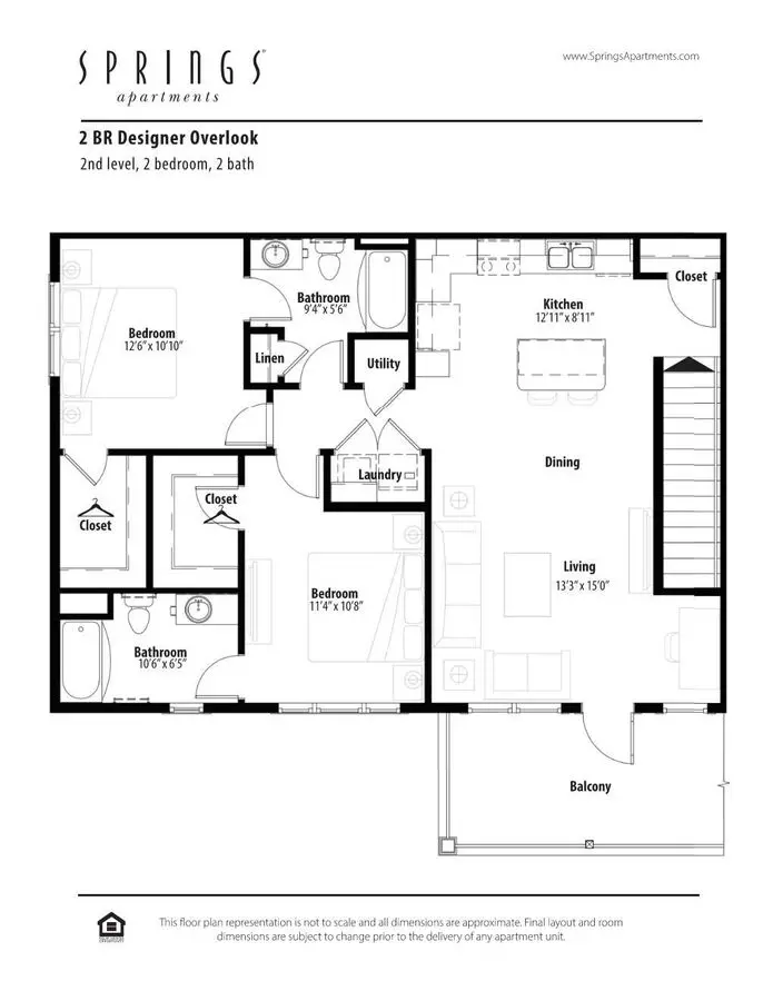 2 BR Designer Courtyard Tandem 1072 floor plan