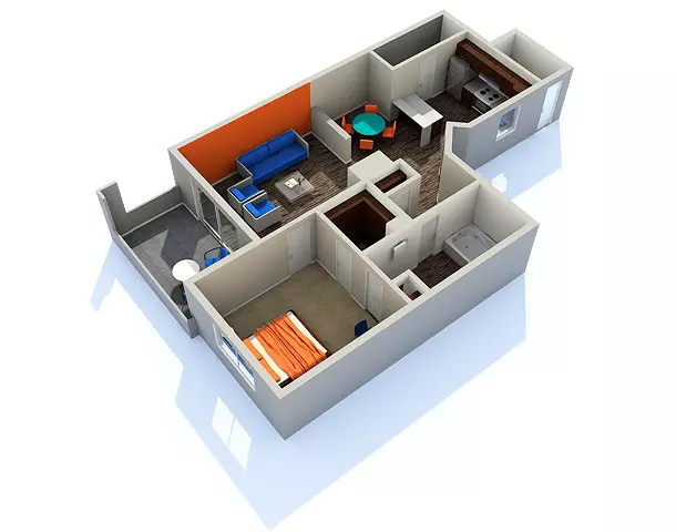 1 Bed • 1 Bath 1243 floor plan