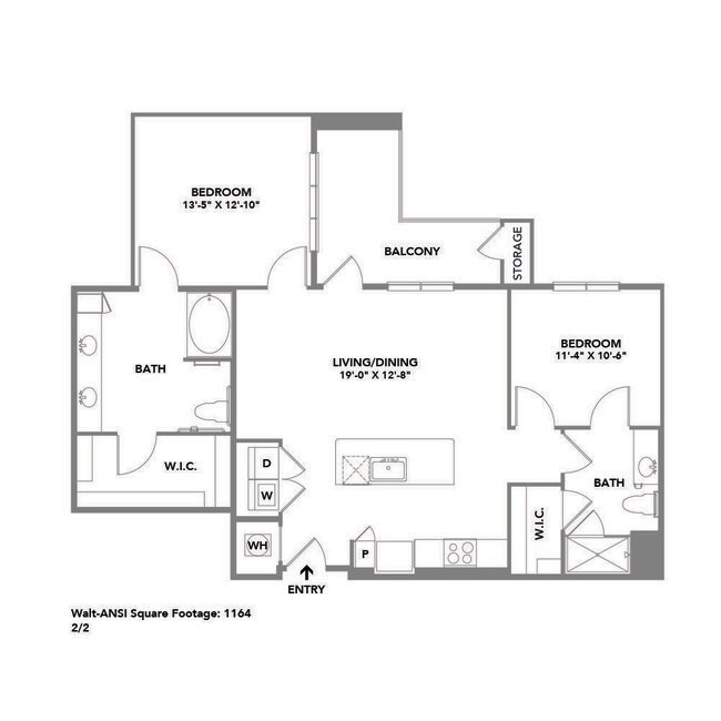 2 Beds • 2 Bath 4091 floor plan