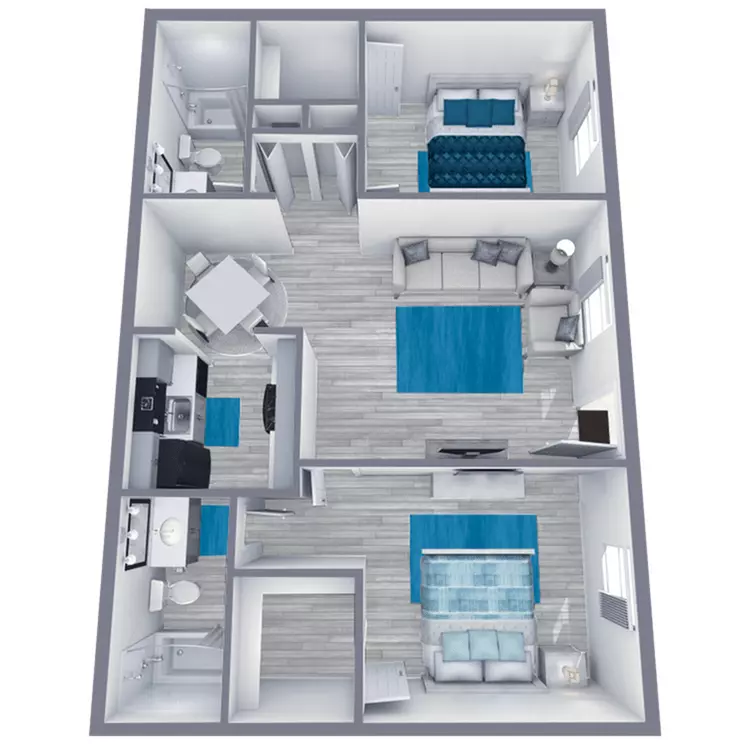 2 Beds • 2 Bath 155 floor plan