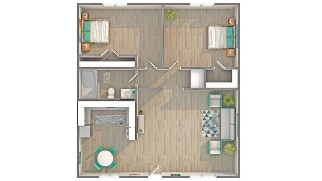 2 Beds • 1 Bath 109 floor plan