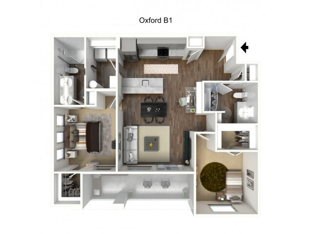 2 Beds • 2 Bath 118 floor plan