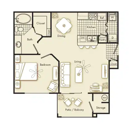 1 Bed • 1 Bath 3134 floor plan