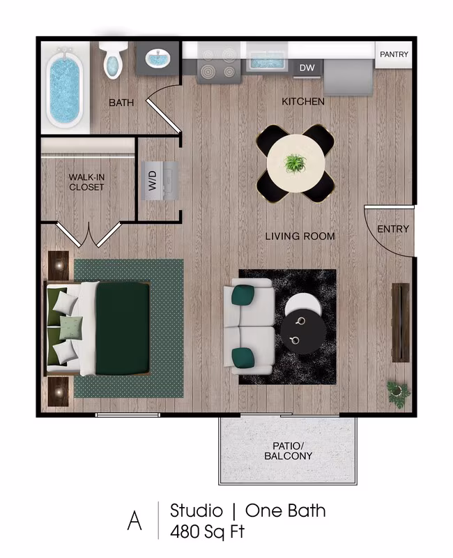 Studio • 1 Bath 425 floor plan