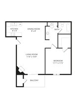 1 Bed • 1 Bath 0361 floor plan