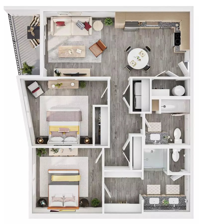 2 Beds • 2 Bath A-3002 floor plan