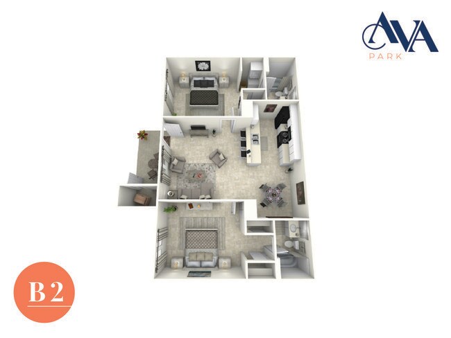 2 Beds • 2 Bath 140N floor plan