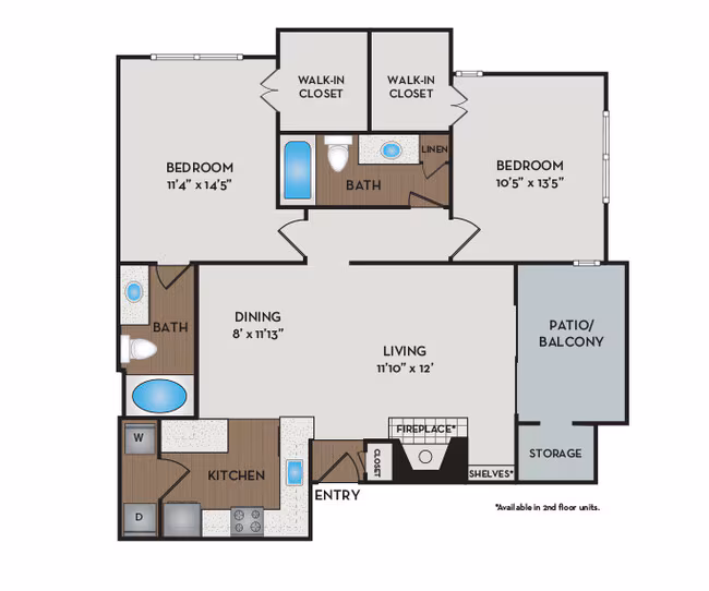 2 Beds • 2 Bath 141112 floor plan