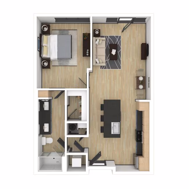 A2: 1 Bed 1 Bath 1520 1520 floor plan