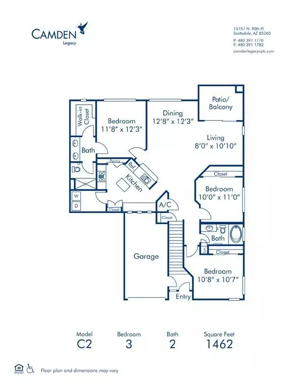 3 Beds • 2 Bath 1097 floor plan
