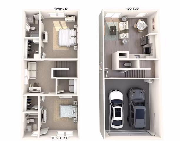 2 Beds • 2 Bath floor plan