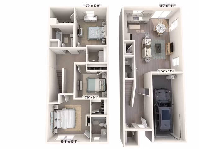 3 Beds • 2 Bath floor plan
