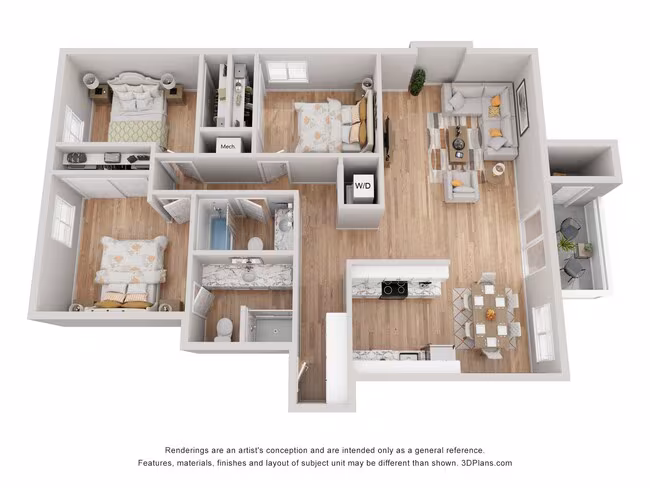 3 Beds • 2 Bath N009 floor plan