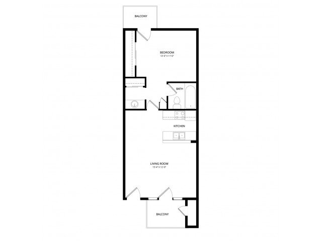 1 Bed - 1 Bath | 456 sq. ft. 1112 floor plan