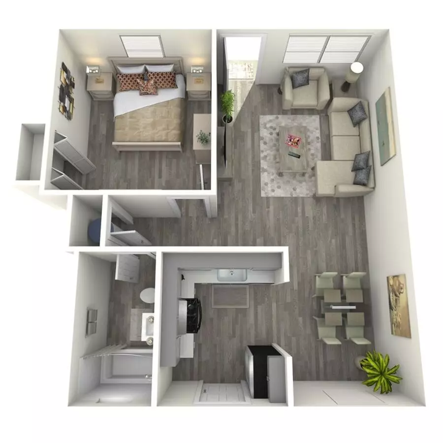 1x1 D 222 floor plan