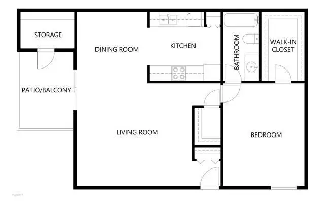 1 Bed • 1 Bath 2031 floor plan