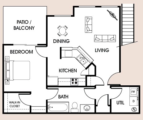 1 Bed • 1 Bath 2023 floor plan