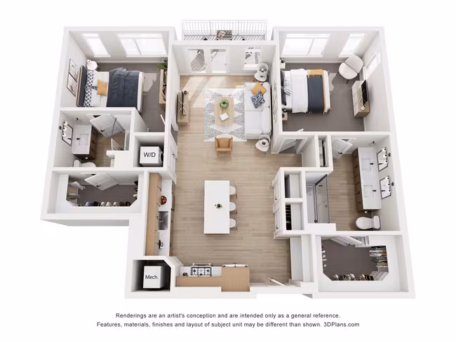 2 Beds • 2 Bath 5013 floor plan